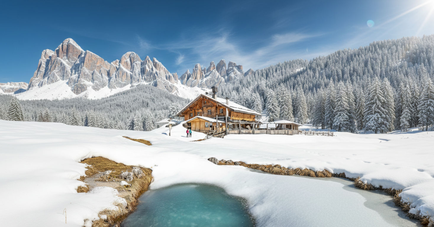 Dolomieten in de sneeuw